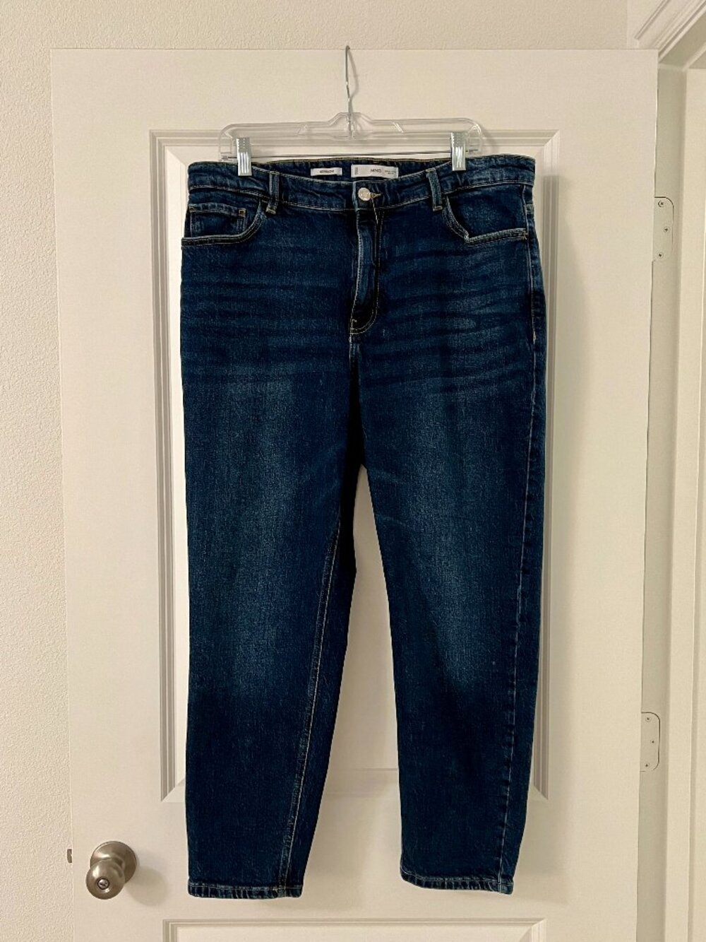 Mango 'New Mom' High Rise Straight Leg Denim Blue Jeans